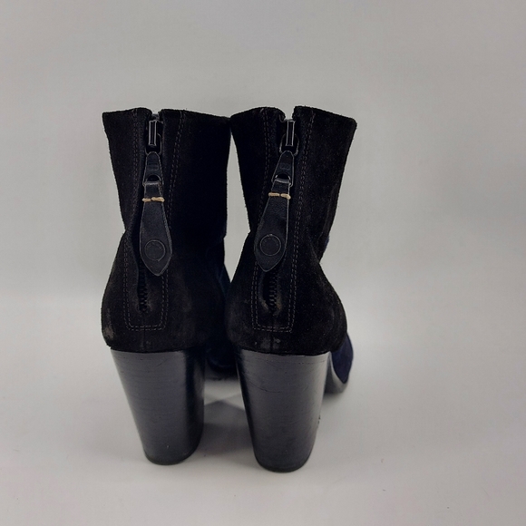 rag & bone Newbury Suede Ankle Heeled Black and Blue Suede Booties - Picture 4 of 9